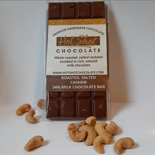 Roasted, Salted Cashew Chocolate Bar (24pc) - Hot Shot Chocolate